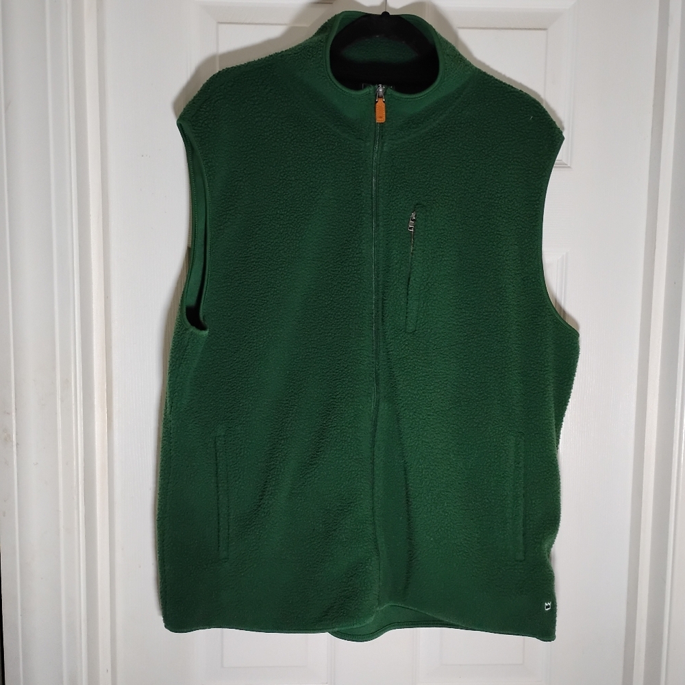 Fleece Full Zip Vest Men's Crown & Ivy Dark Green